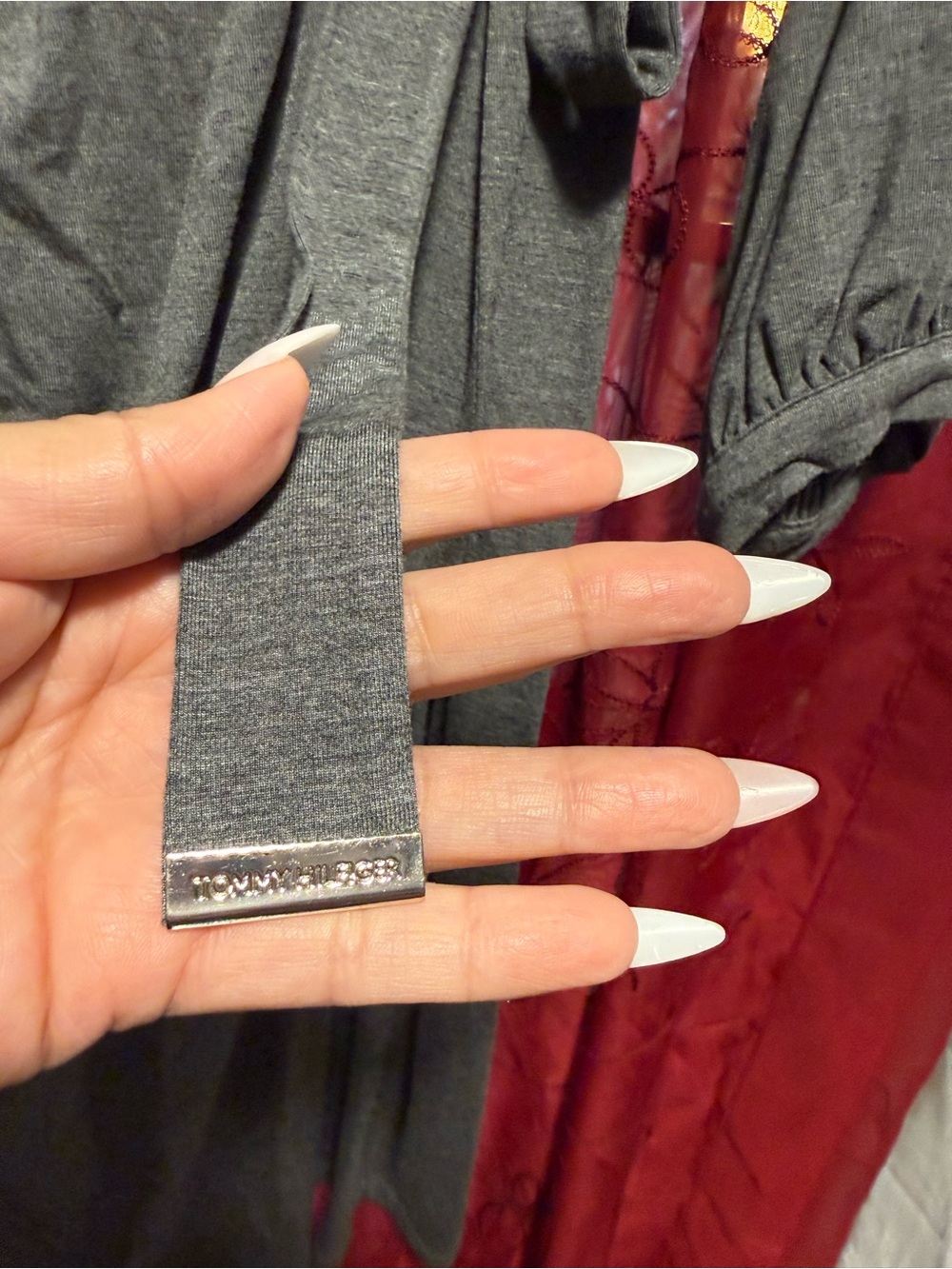 Tommy Hilfiger Silver-Grey Long Sleeve Knot Wrap Dress - Picture 3 of 7